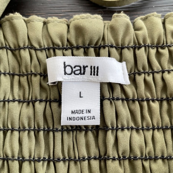 BAR III Sz Lg Eyelet Forest Green Lined Bralette Smocked Back Adjustable Straps - Picture 5 of 8